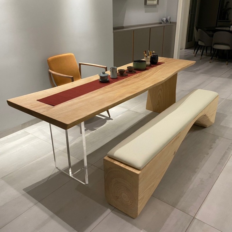 Office Furniture Desk - طاولة عائمة من الخشب الصلب والأكريليك