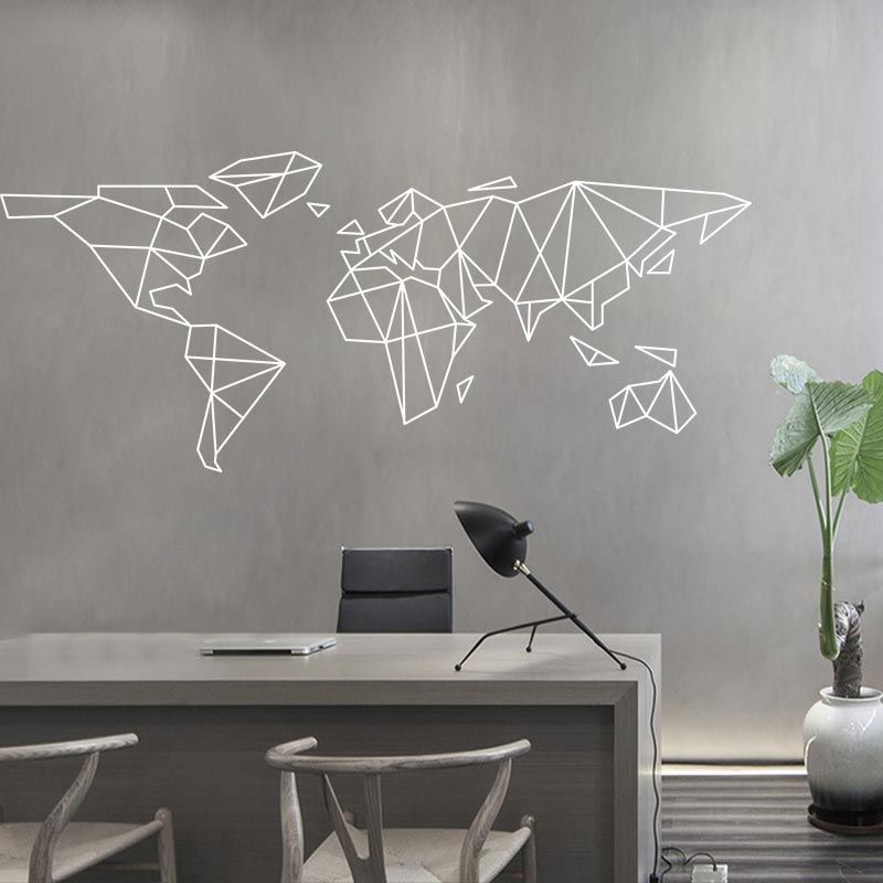 هندسية خريطة العالم الجدار ملص - مراجعة Office Furniture World وسعره