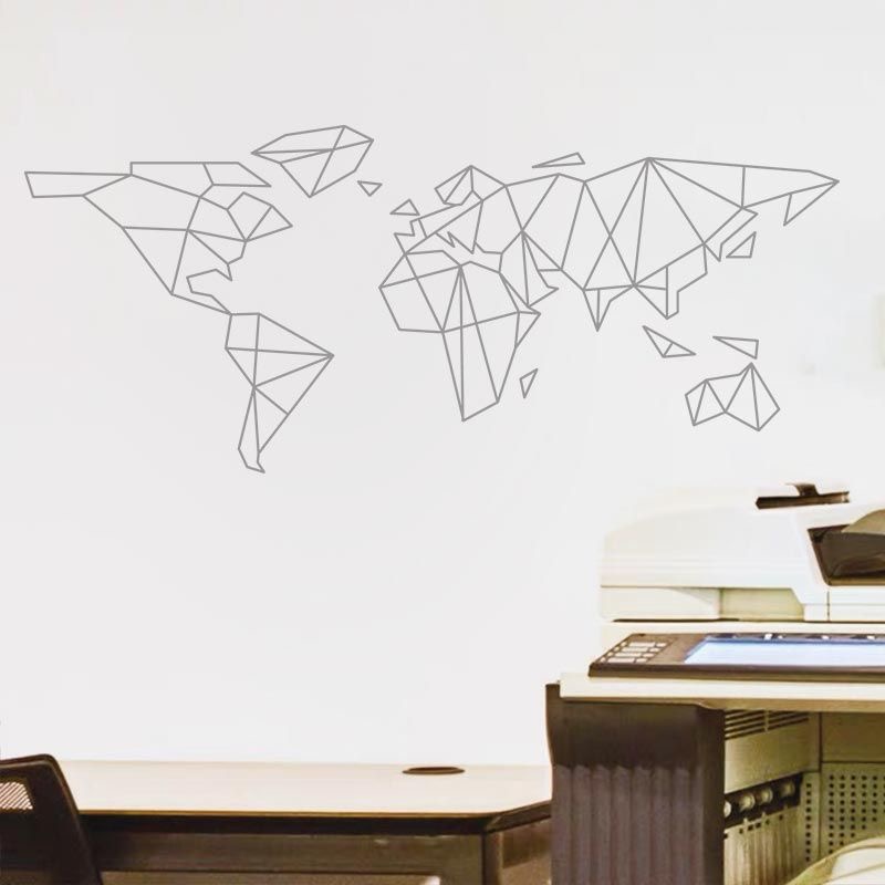 هندسية خريطة العالم الجدار ملص - مراجعة Office Furniture World وسعره