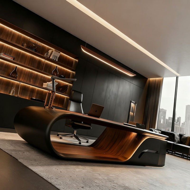 مكتب تنفيذي فاخر وعصري على شكل - مراجعة Office Furniture Manufacturers وسعره