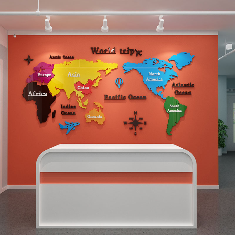 ملصقات حائط ملونة لخريطة العال - مراجعة Office Furniture World وسعره