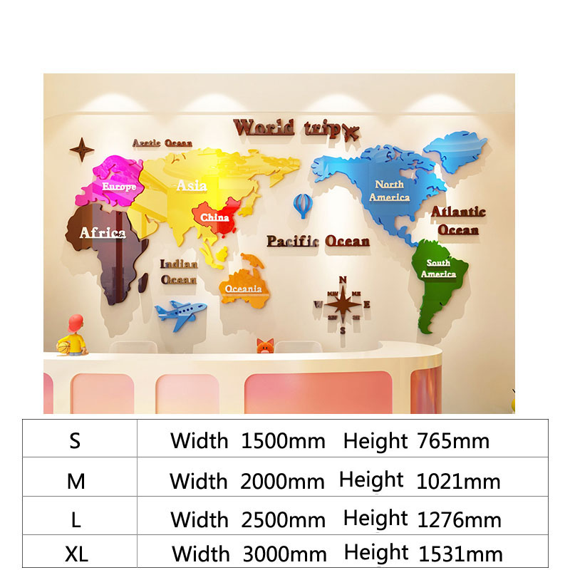 ملصقات حائط ملونة لخريطة العال - مراجعة Office Furniture World وسعره