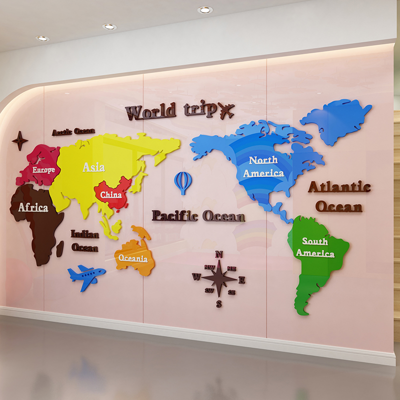 ملصقات حائط ملونة لخريطة العال - مراجعة Office Furniture World وسعره